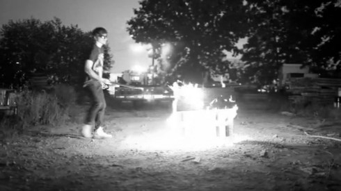 Fig 47 - Nick Koenig recording a mini house exploding