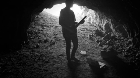 Fig 48 - Nick Koenig recording music in a cave